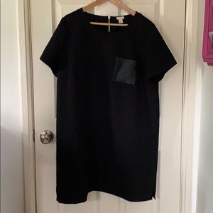 J Crew shift dress with faux leather pocket